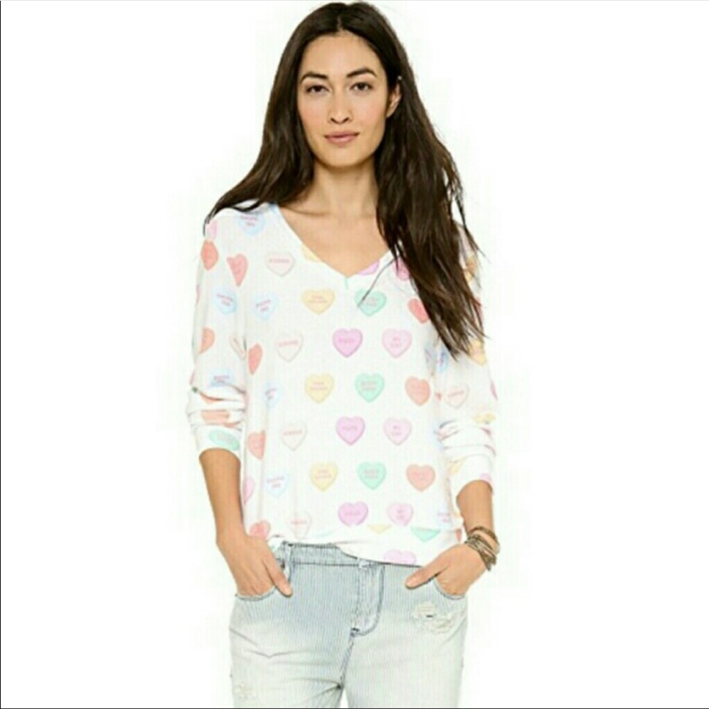 Wildfox Valentine’s conversation heart baggy beach jumper
